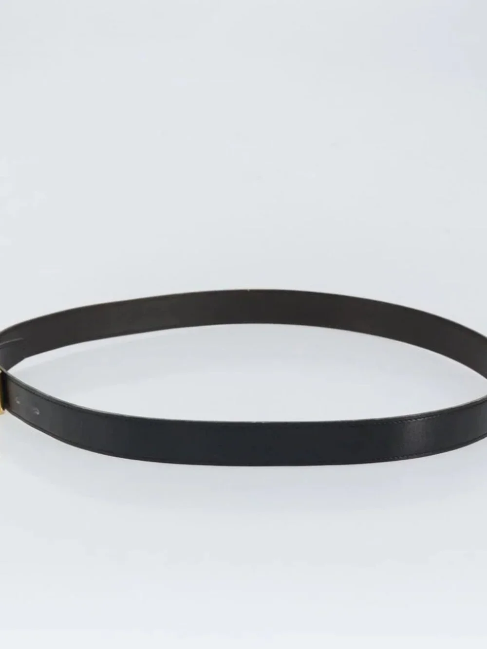 HERMES Belt Leather 44.5" Black Gold Auth - Picture 3 of 11